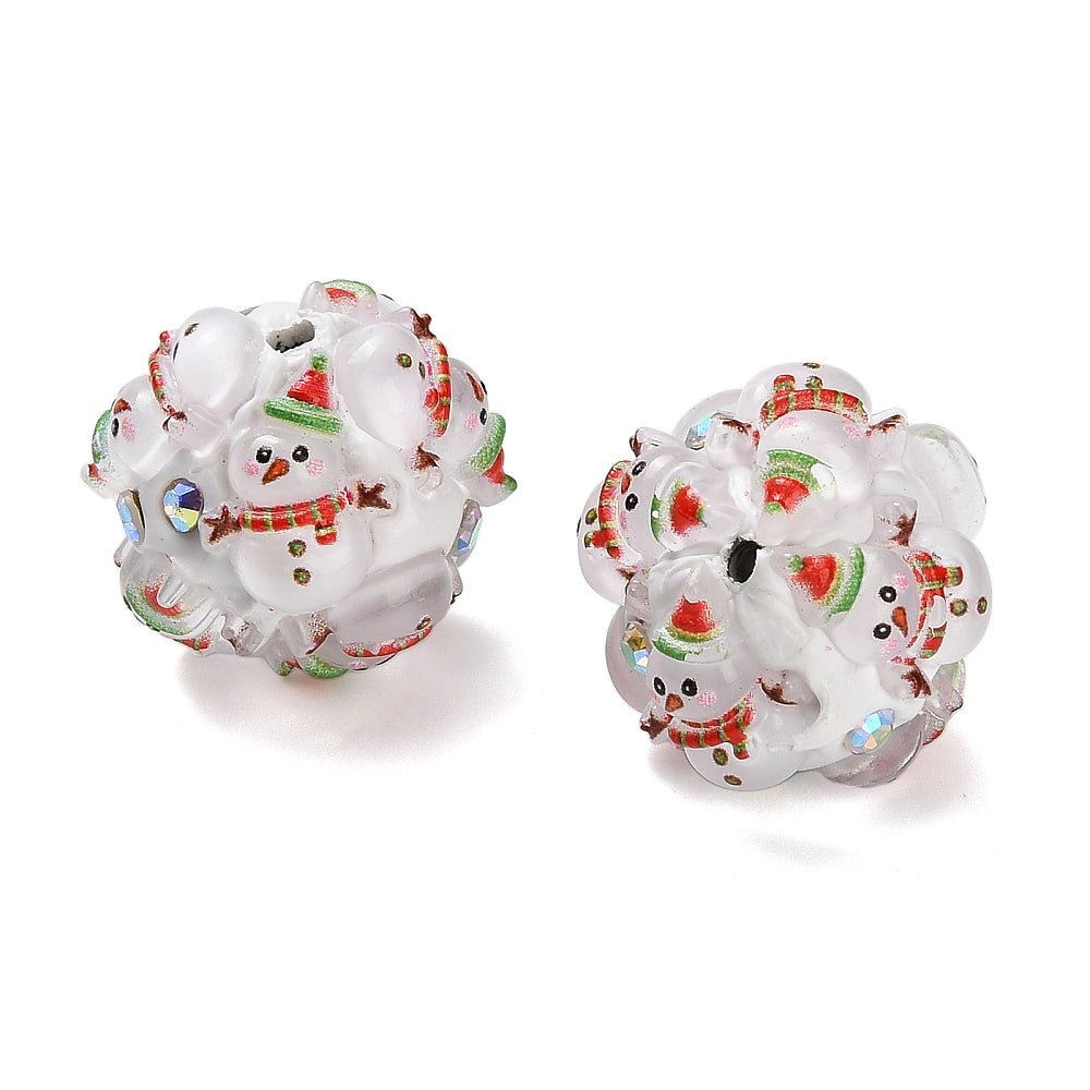 Snemand Akryl Perler - med Rhinsten (19~20mm) 2 stk - Uniq Perler - 