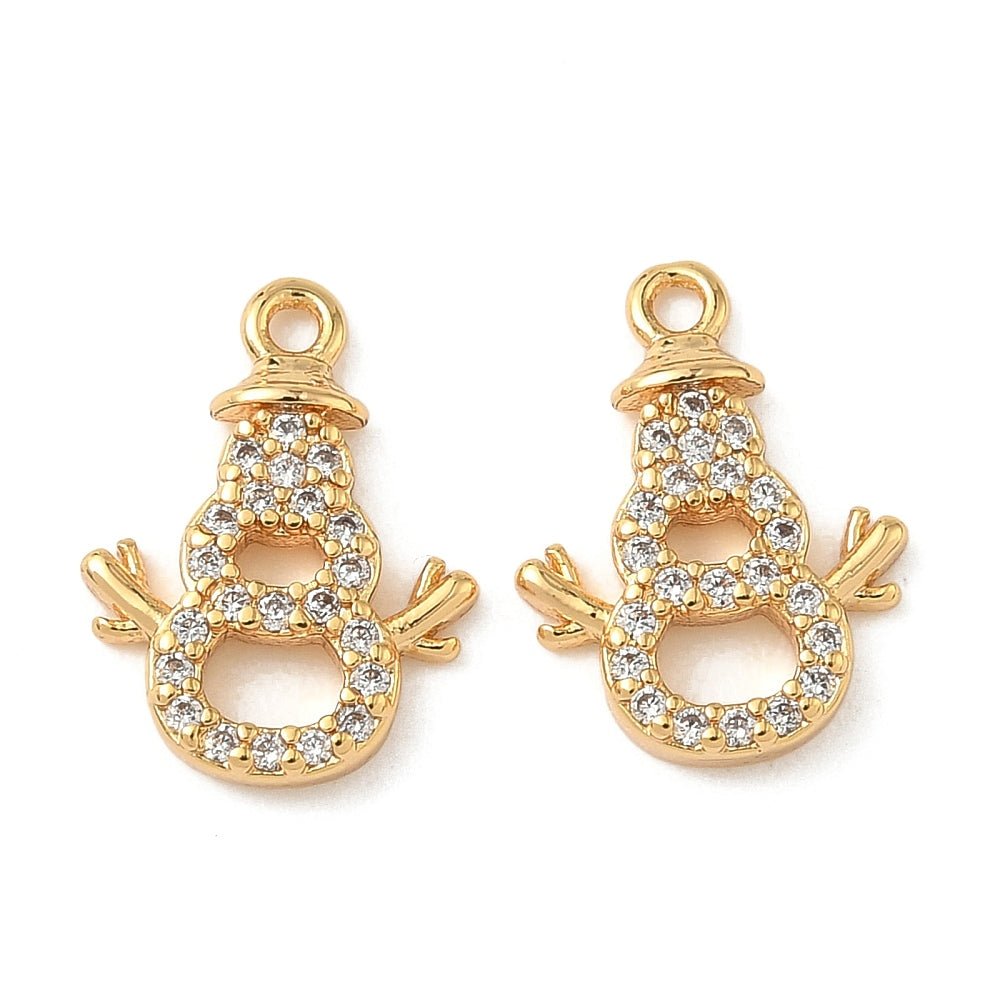 Snemand Vedhæng - 18K Forgyldt med Zirkonia (13.5x10x2mm) 2 stk - Uniq Perler - 