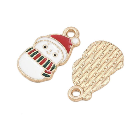 Snemand Vedhæng – Emalje, Forgyldt (20x11x1.5mm) 6 stk - Uniq Perler - 