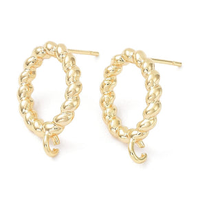 Gedrehte Ohrstecker mit Auge, 18K Vergoldet,(18x12mm) - Uniq Perler - 1111490230, 3028449456948042380686