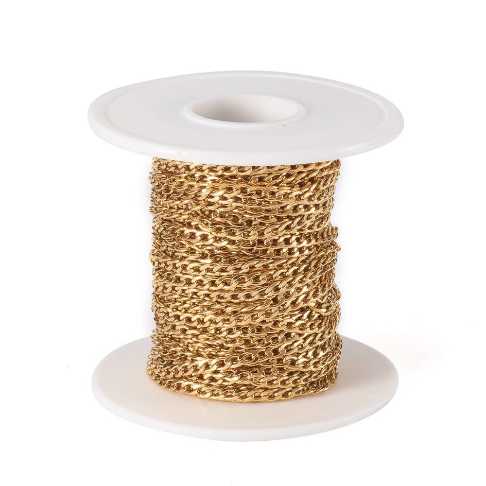 Snoet Panserkæde – Vandfast Stål 304, Forgyldt (3mm) - Uniq Perler - 