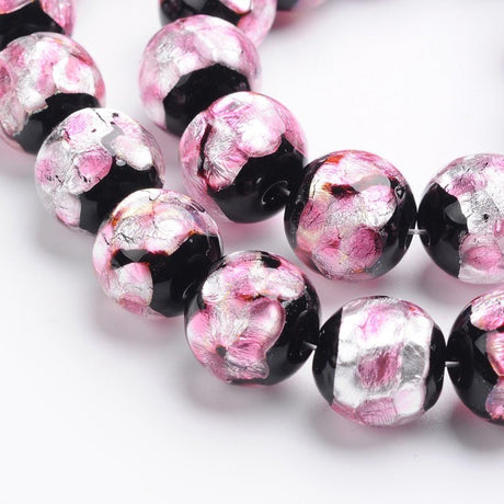 Sølvfolie Glasperler – Pearl Pink, Runde (14x13mm) 4 Stk - Uniq Perler - 118622