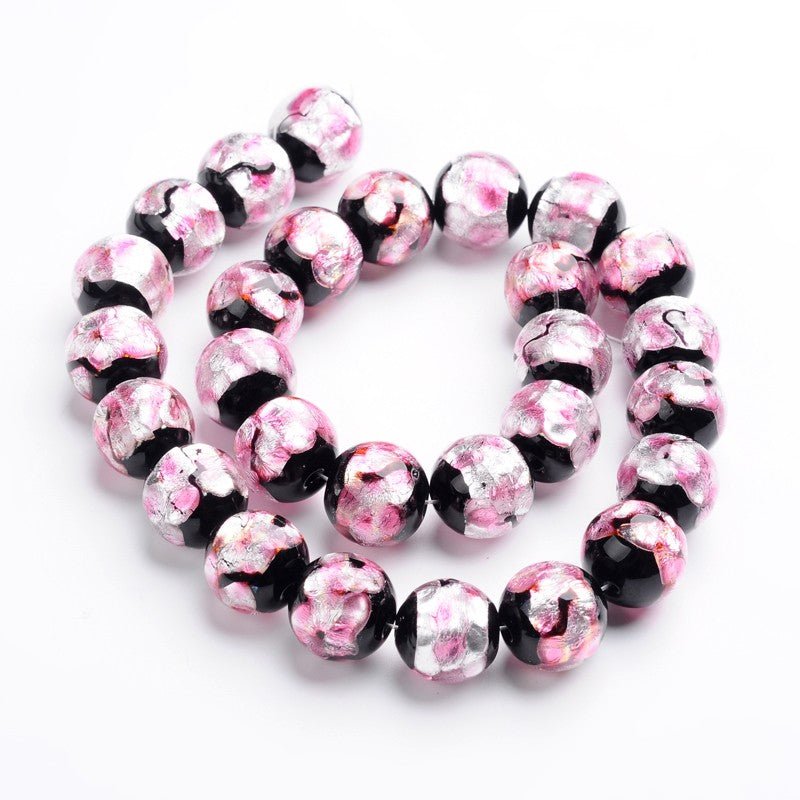 Sølvfolie Glasperler – Pearl Pink, Runde (14x13mm) 4 Stk - Uniq Perler - 118622