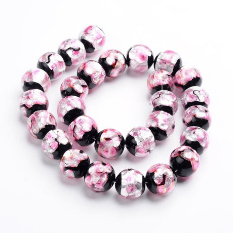 Sølvfolie Glasperler – Pearl Pink, Runde (14x13mm) 4 Stk - Uniq Perler - 118622