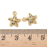 Søstjerne Vedhæng Med Zirkonia – 18K Forgyldt Messing (12,5x10x3,5mm) 2 stk. - Uniq Perler - 120986