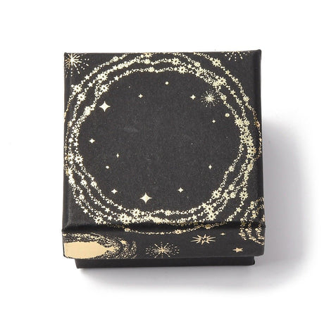 Sol Måne Stjerne Gaveæske – Kvadratisk, Sort (5x5x3cm) 6 stk - Uniq Perler - 