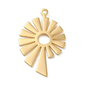 Sun Pendant, 18K Gold-plated, 25x16mm - Uniq Perler - 112739