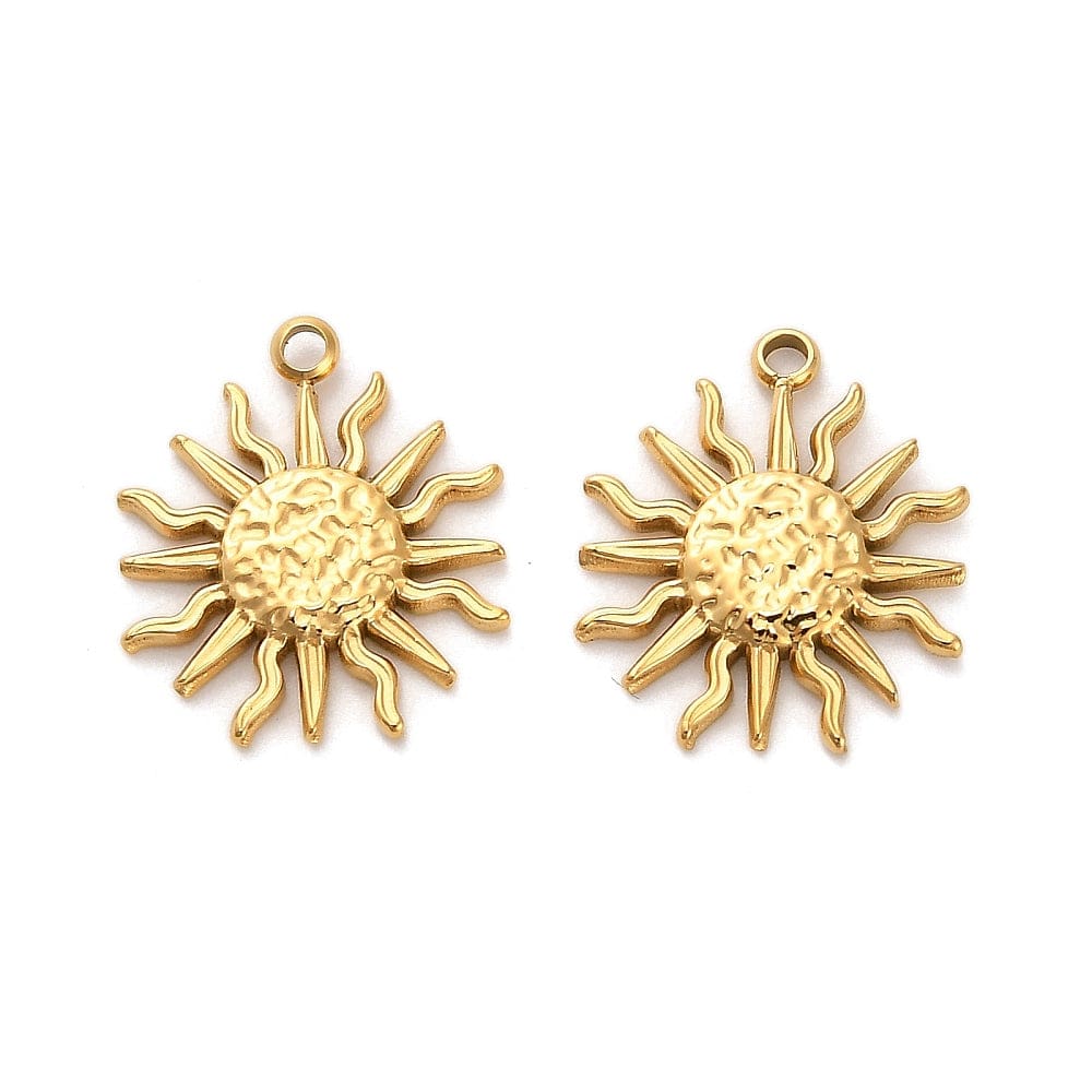 Sol Vedhæng, Forgyldt Stål, (15,5x13mm) - Uniq Perler - 114261