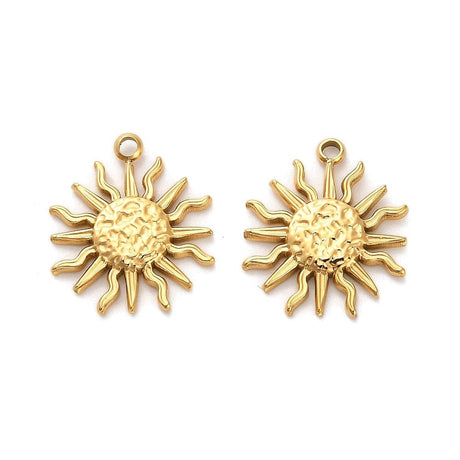 Sol Vedhæng, Forgyldt Stål, (15,5x13mm) - Uniq Perler - 114261