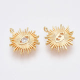 Sol Vedhæng med Øje og Cubic Zirconia – Messing Forgyldt 18 Karat (17mm) - Uniq Perler - 117075