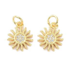 Sun Pendant With Zirconia - 18K Long-Lasting Gold Plated, (13x11mm) - Uniq Perler - 114817
