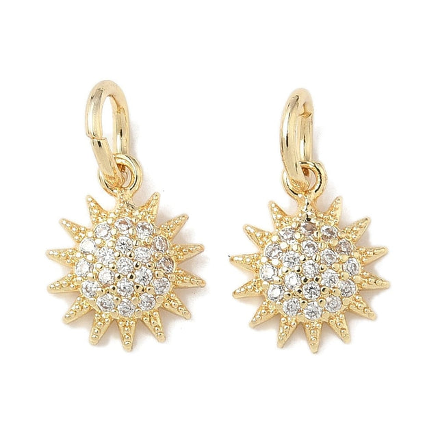 Sol Vedhæng Med Zirkonia - Langtidsholdbar Forgyldt (10,5x9,5mm) - Uniq Perler - 115466