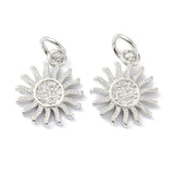 Sol Vedhæng Med Zirkonia, Langtidsholdbar Forsølvet, (13x11mm) - Uniq Perler - 114816