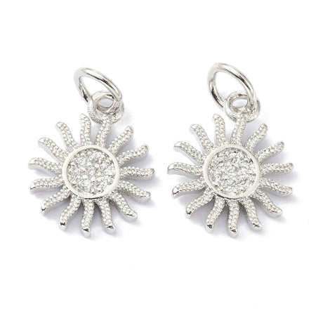 Sol Vedhæng Med Zirkonia, Langtidsholdbar Forsølvet, (13x11mm) - Uniq Perler - 114816