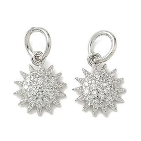 Sun Pendant With Zirconia - Long-lasting Platinum Colored (10.5x9.5mm) - Uniq Perler - 115467