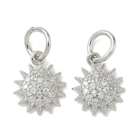 Sol Vedhæng Med Zirkonia - Langtidsholdbar Platin Farvet (10,5x9,5mm) - Uniq Perler - 115467