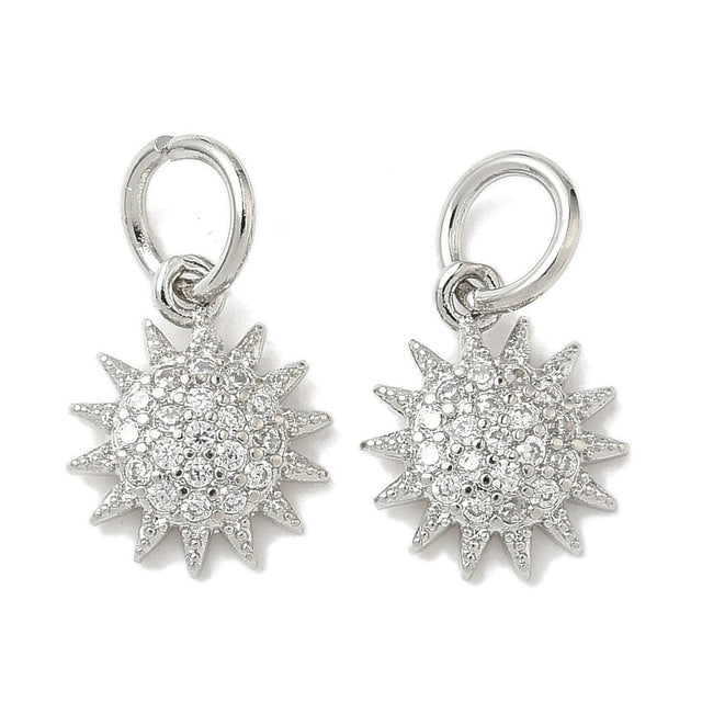 Sol Vedhæng Med Zirkonia - Langtidsholdbar Platin Farvet (10,5x9,5mm) - Uniq Perler - 115467