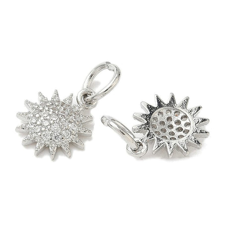 Sol Vedhæng Med Zirkonia - Langtidsholdbar Platin Farvet (10,5x9,5mm) - Uniq Perler - 115467