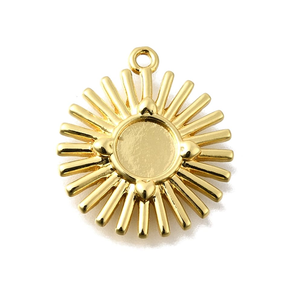Sol Vedhæng – Til Cabochon, Forgyldt (18x20mm) - Uniq Perler - 115089