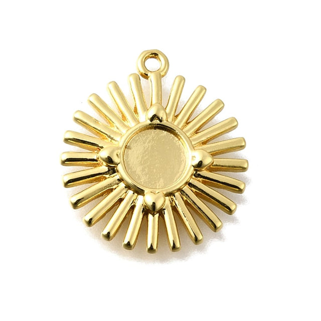 Sol Vedhæng – Til Cabochon, Forgyldt (18x20mm) - Uniq Perler - 115089
