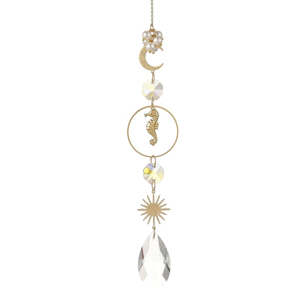 Solfanger-Dråbeformet Glas Suncatcher – 18K Forgyldt (287mm) - Uniq Perler - 124523