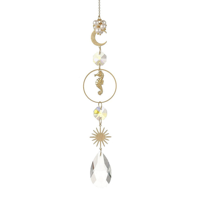 Solfanger-Dråbeformet Glas Suncatcher – 18K Forgyldt (287mm) - Uniq Perler - 124523