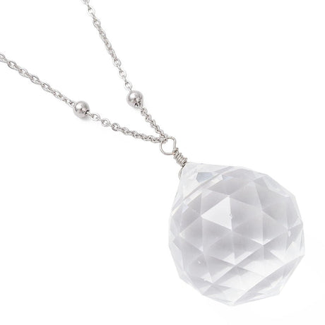 Solfanger – Rund Glas Med Messingkæde, Platin (236mm) 1 stk. - Uniq Perler - 123891