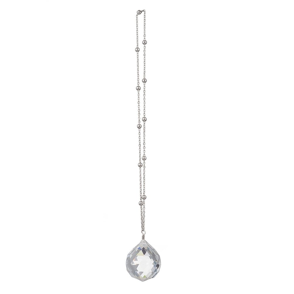 Solfanger – Rund Glas Med Messingkæde, Platin (236mm) 1 stk. - Uniq Perler - 123891