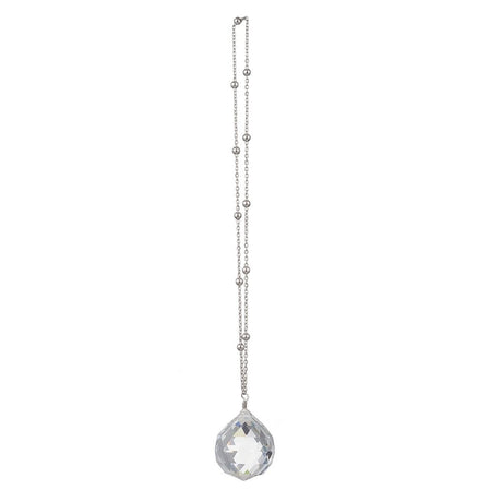 Solfanger – Rund Glas Med Messingkæde, Platin (236mm) 1 stk. - Uniq Perler - 123891