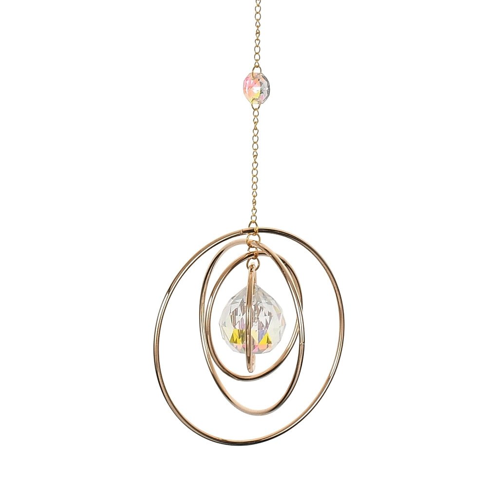 Solfanger Vedhæng – Ring Med Rundt Glas, 18K Forgyldt Messing(360mm) - Uniq Perler - 121802