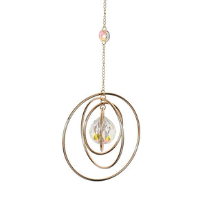 Solfanger Vedhæng – Ring Med Rundt Glas, 18K Forgyldt Messing(360mm) - Uniq Perler - 121802
