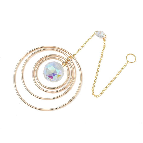 Solfanger Vedhæng – Ring Med Rundt Glas, 18K Forgyldt Messing(360mm) - Uniq Perler - 121802