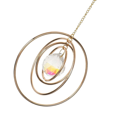 Solfanger Vedhæng – Ring Med Rundt Glas, 18K Forgyldt Messing(360mm) - Uniq Perler - 121802