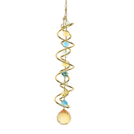 Solfanger Vedhæng – Spiral Med Glas, 18K Forgyldt Messing, (505~510mm) - Uniq Perler - 122004