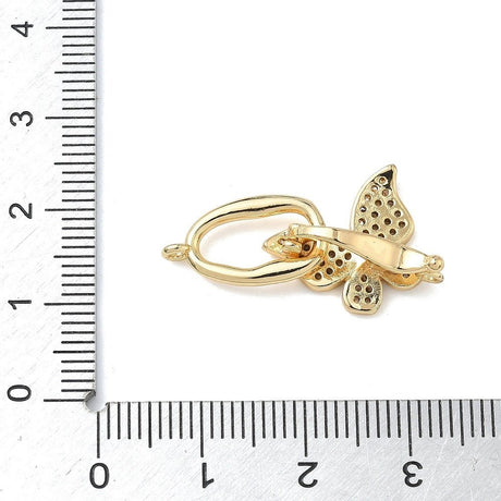 Sommerfugl Lås Med Kubiske Zirkonia – 18K Langtidsholdbar Forgyldt Messing (28mm) - Uniq Perler - 119068
