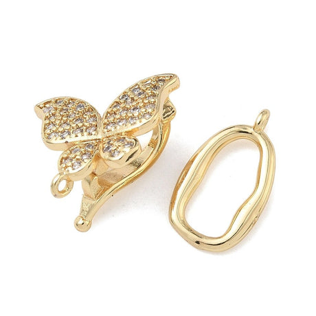 Sommerfugl Lås Med Kubiske Zirkonia – 18K Langtidsholdbar Forgyldt Messing (28mm) - Uniq Perler - 119068
