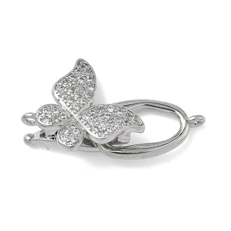 Sommerfugl Lås Med Kubiske Zirkonia – Langtidsholdbar Platinbelagt Messing (28mm) - Uniq Perler - 119067