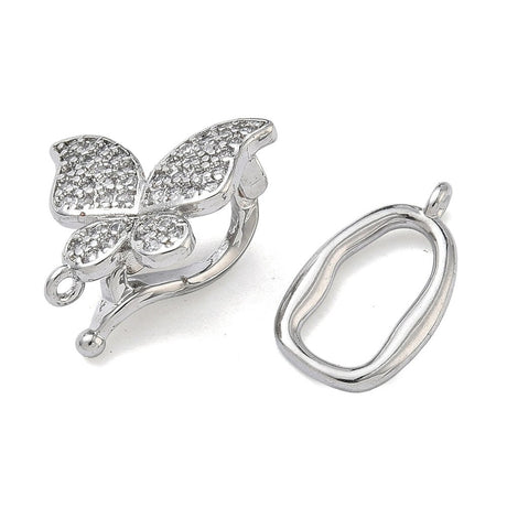 Sommerfugl Lås Med Kubiske Zirkonia – Langtidsholdbar Platinbelagt Messing (28mm) - Uniq Perler - 119067
