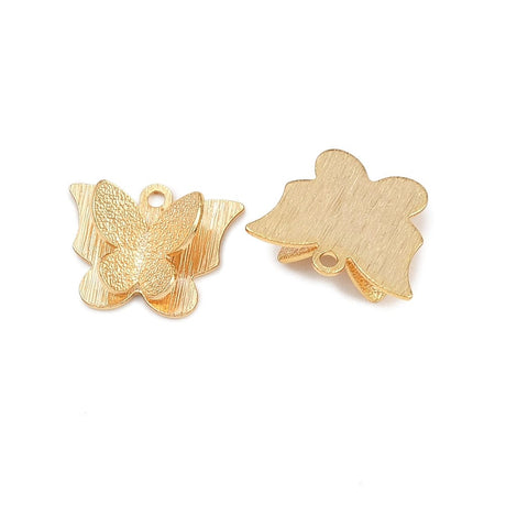Sommerfugl Vedhæng - 16K Langtidsholdbar Forgyldt (9x11mm) 2 stk - Uniq Perler - 116129