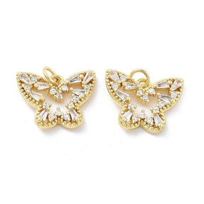 Butterfly Pendant – Zirconia - Long-lasting gold plating(18.5x14.5mm) - Uniq Perler - 