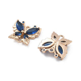 Sommerfugle Mellemled Med Blå Glas - 18K Forgyldt (16x16mm) - Uniq Perler - 114753