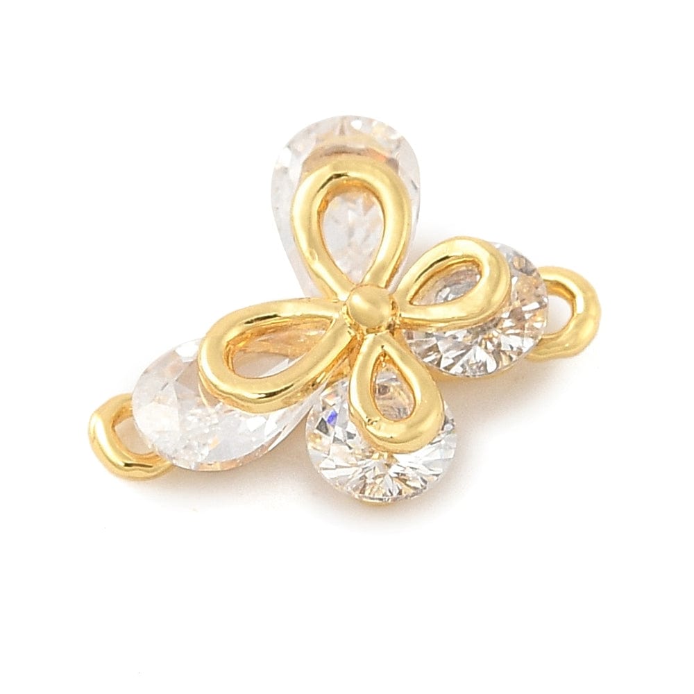 Sommerfugle Mellemled Med Zirkonia Sten, 18K Forgyldt, (14x11mm) - Uniq Perler - 114523