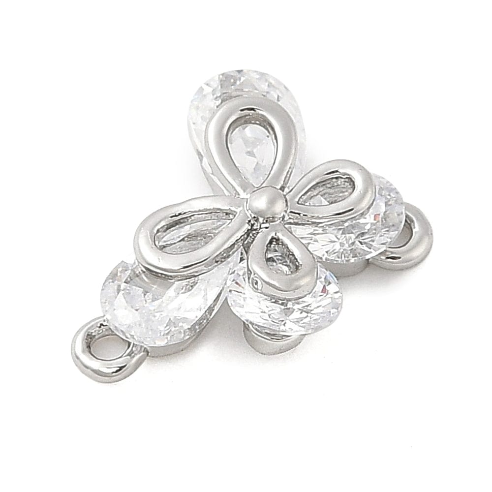 Sommerfugle Mellemled Med Zirkonia Sten, Platin Farvet, 14x11mm - Uniq Perler - 114524