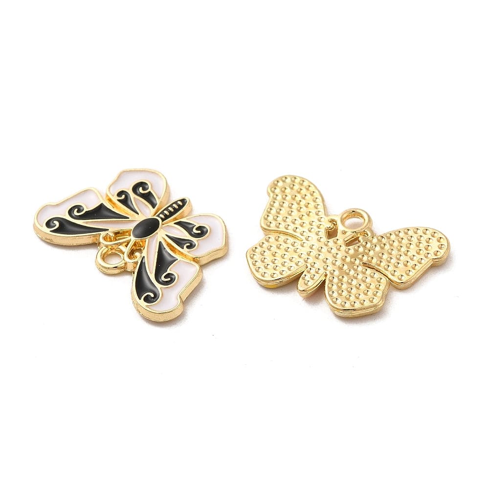 Sommerfugle Vedhæng I Assorteret Farver Med Emalje,( 10 stk.) - Uniq Perler - 112065