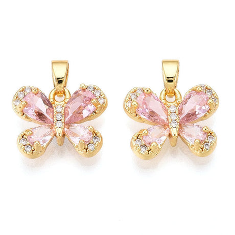 Sommerfugle Vedhæng Med Zirkonia Sten, 18K Forgyldt,(14x11mm) - Uniq Perler - 114733