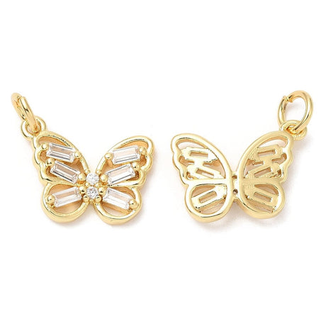 Sommerfugle Vedhæng Med Zirkonia Sten, 18K Langtidsholdbar Forgyldning, 16x13x2,5mm - Uniq Perler - 1111489985