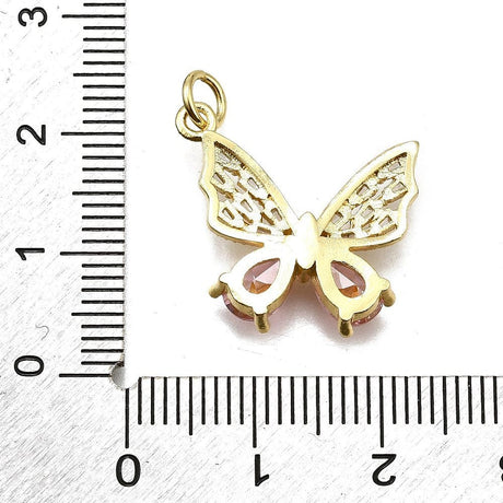 Sommerfugle Vedhæng Med Zirkonia Sten, Langtidsholdbar Forgyldt, 19,5mm - Uniq Perler - 114592