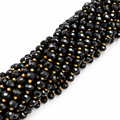 Sort Onyx Perler – Facetteret Rondel (8x6-6,5mm) - Uniq Perler - 125568