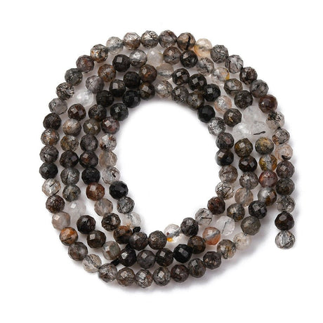 Sort Rutilkvarts Facetterede Perler – Natursten (3,2~3,4mm) - Uniq Perler - 