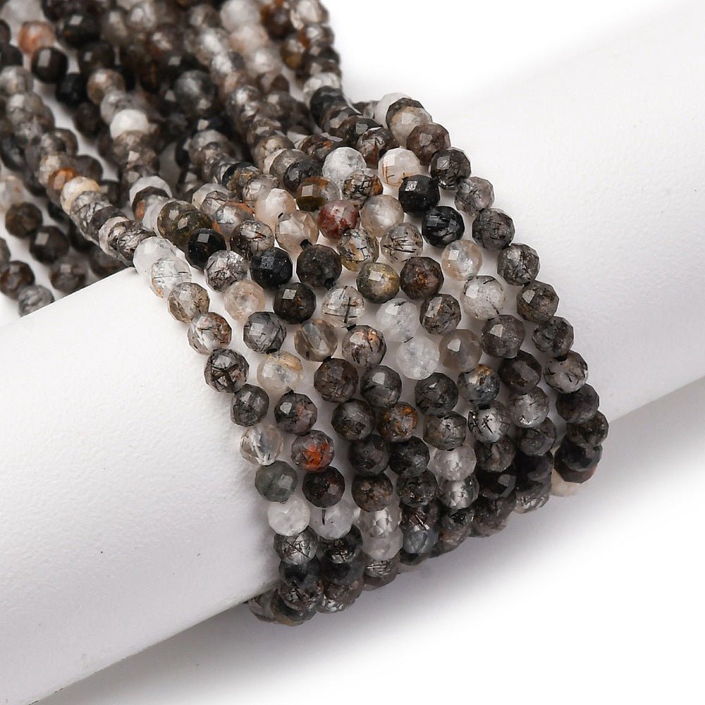 Sort Rutilkvarts Facetterede Perler – Natursten (3,2~3,4mm) - Uniq Perler - 